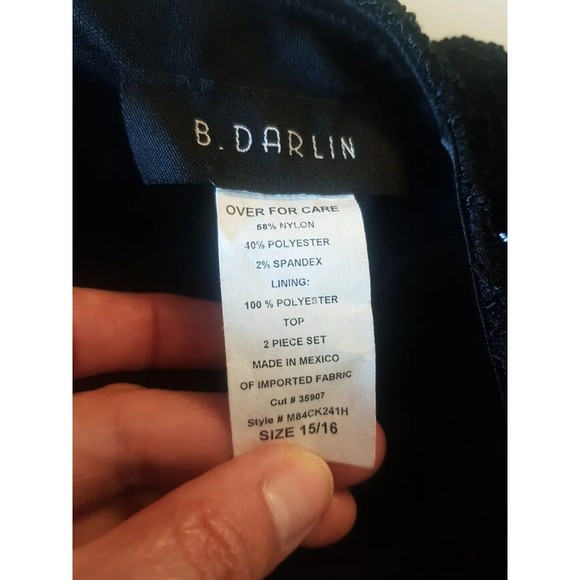 B. Darlin Womens Blouse Crop Top Size 15 Sz 16 Sequined Lace Evening Prom Party - Picture 6 of 13